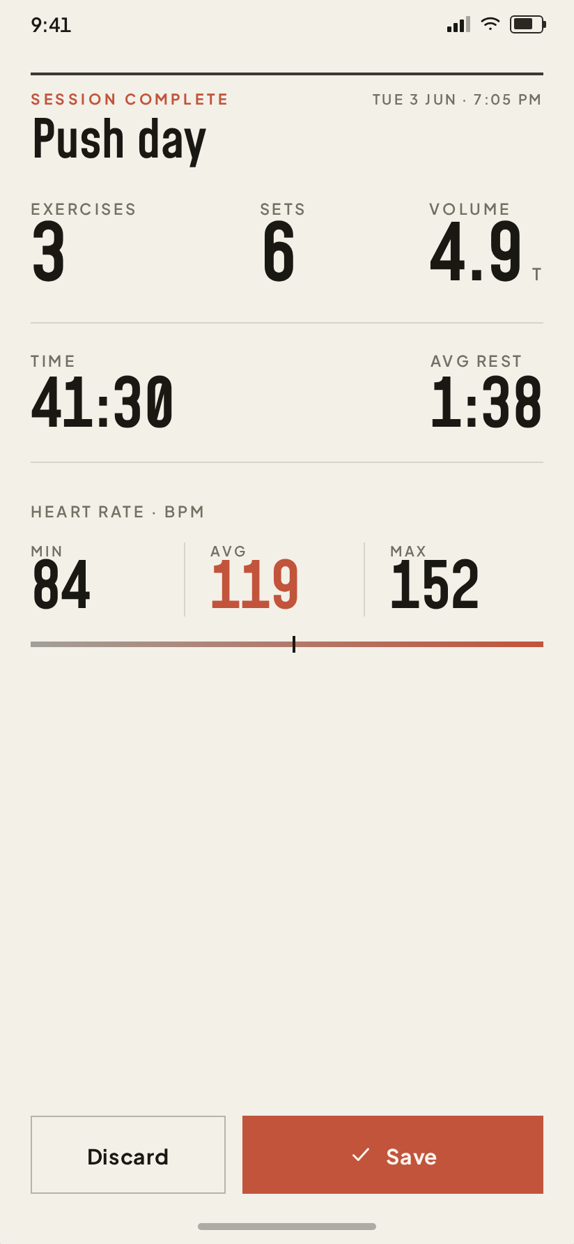 Workout summary